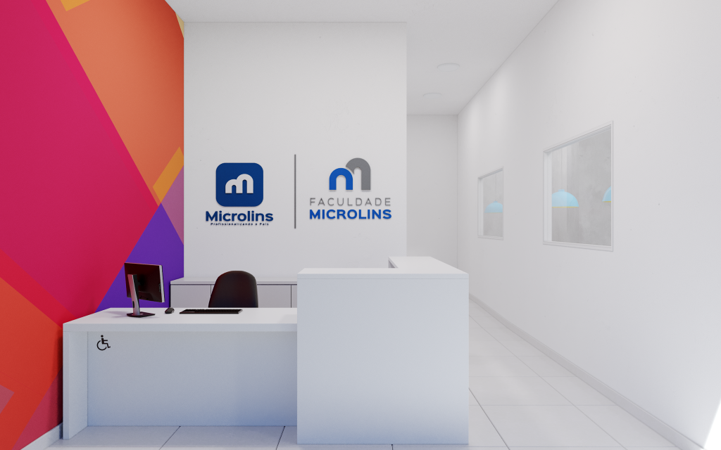 Imagem referente ao projeto arquitetônico da recepção da Microlins.